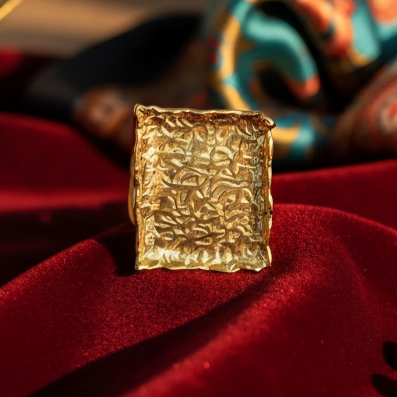 🆕️Turkish Artisan 18K Gold Plated Brass Adjustable Trendy Luxury Cocktail Ring - Picture 10 of 13